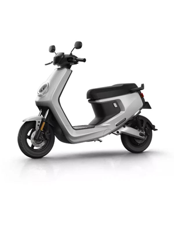 a black scooter with red stripe