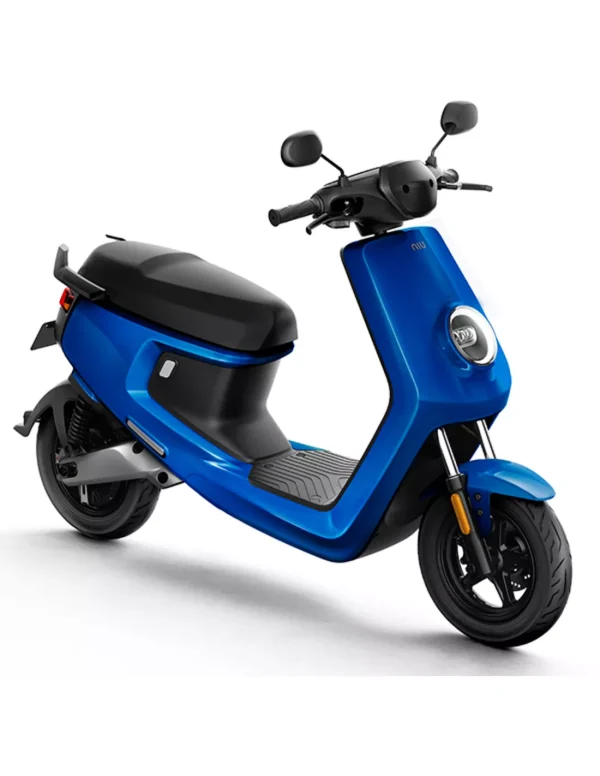 a blue scooter with black wheels Niu MQi+ Sport