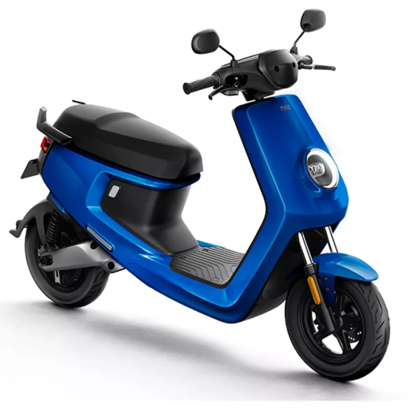 a blue scooter with black wheels Niu MQi+ Sport